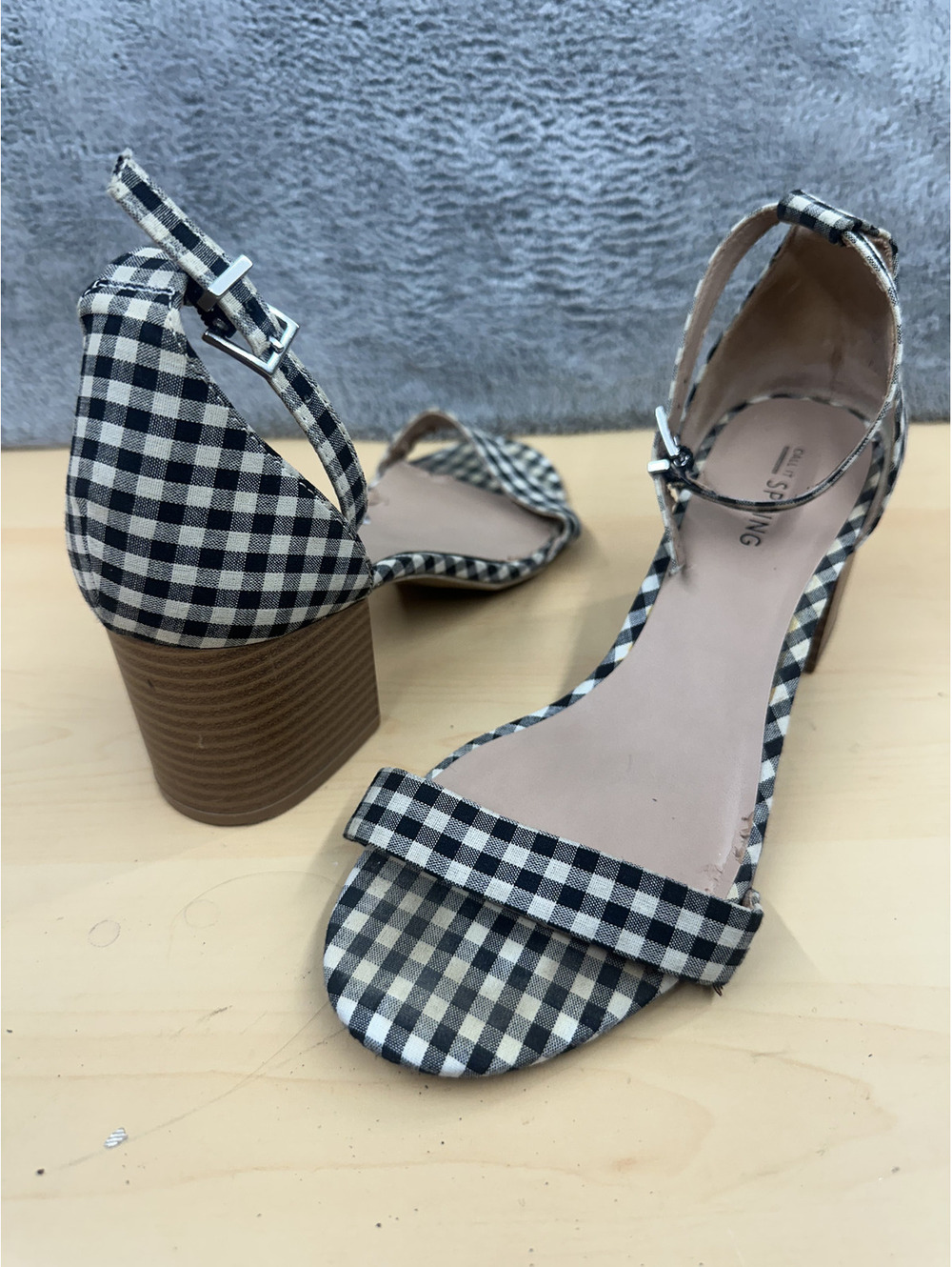 Call It‎ Spring Black and White Gingham Heeled Sandals